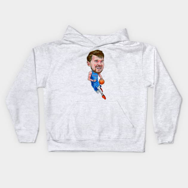 Luka Doncic Caricature Kids Hoodie by tabslabred